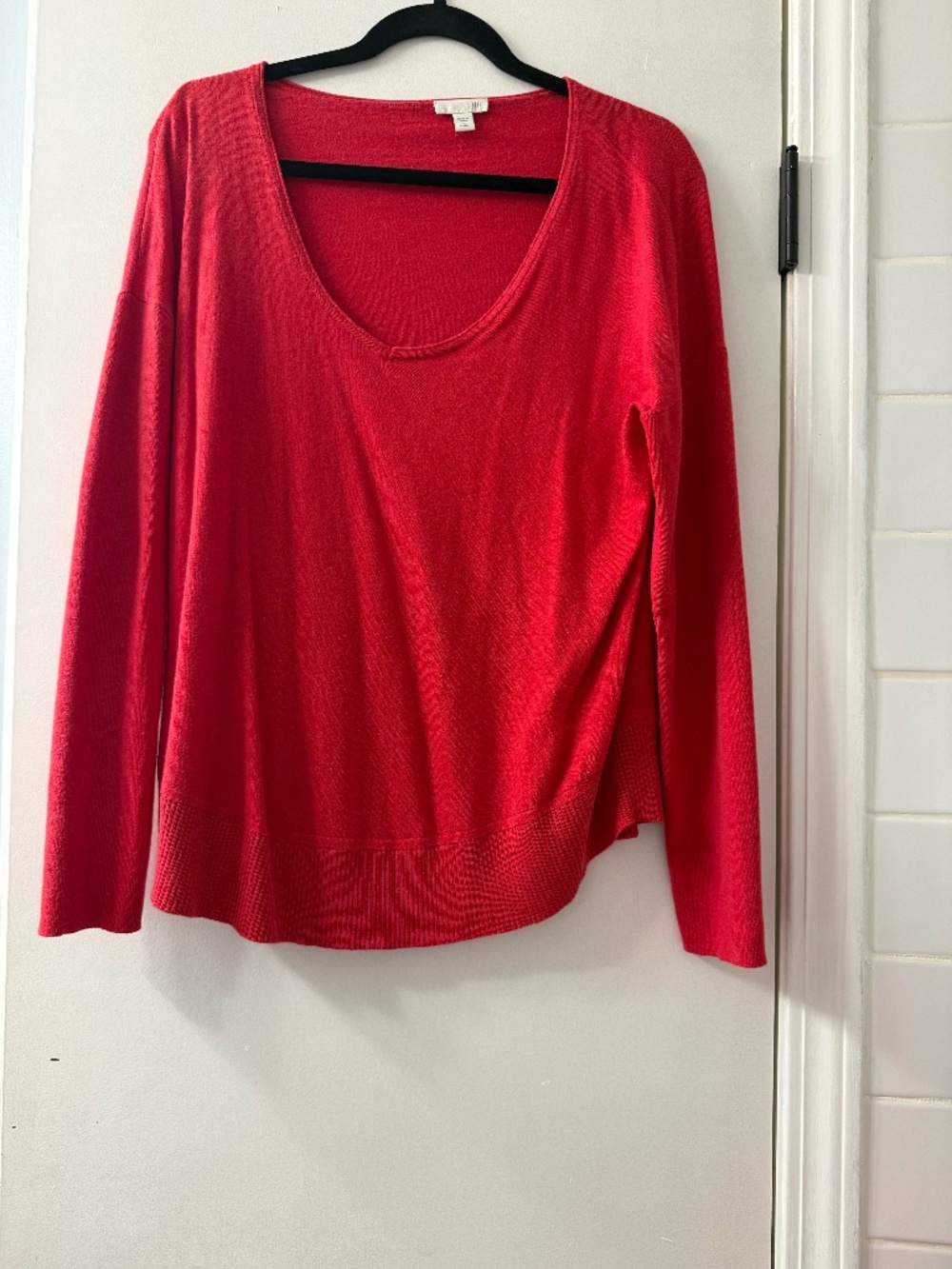 J.Jill Red Long-Sleeve Silk Blend Lightweight Sweater – Size M Petite
